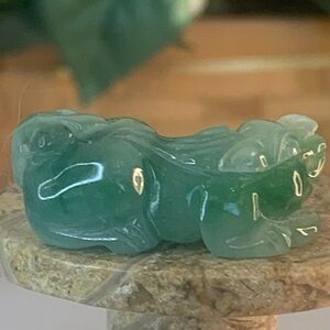Green Honey Yellow Natural Burma Jade Jadeite Pixiu Pendant Mythical Beast 1.2"